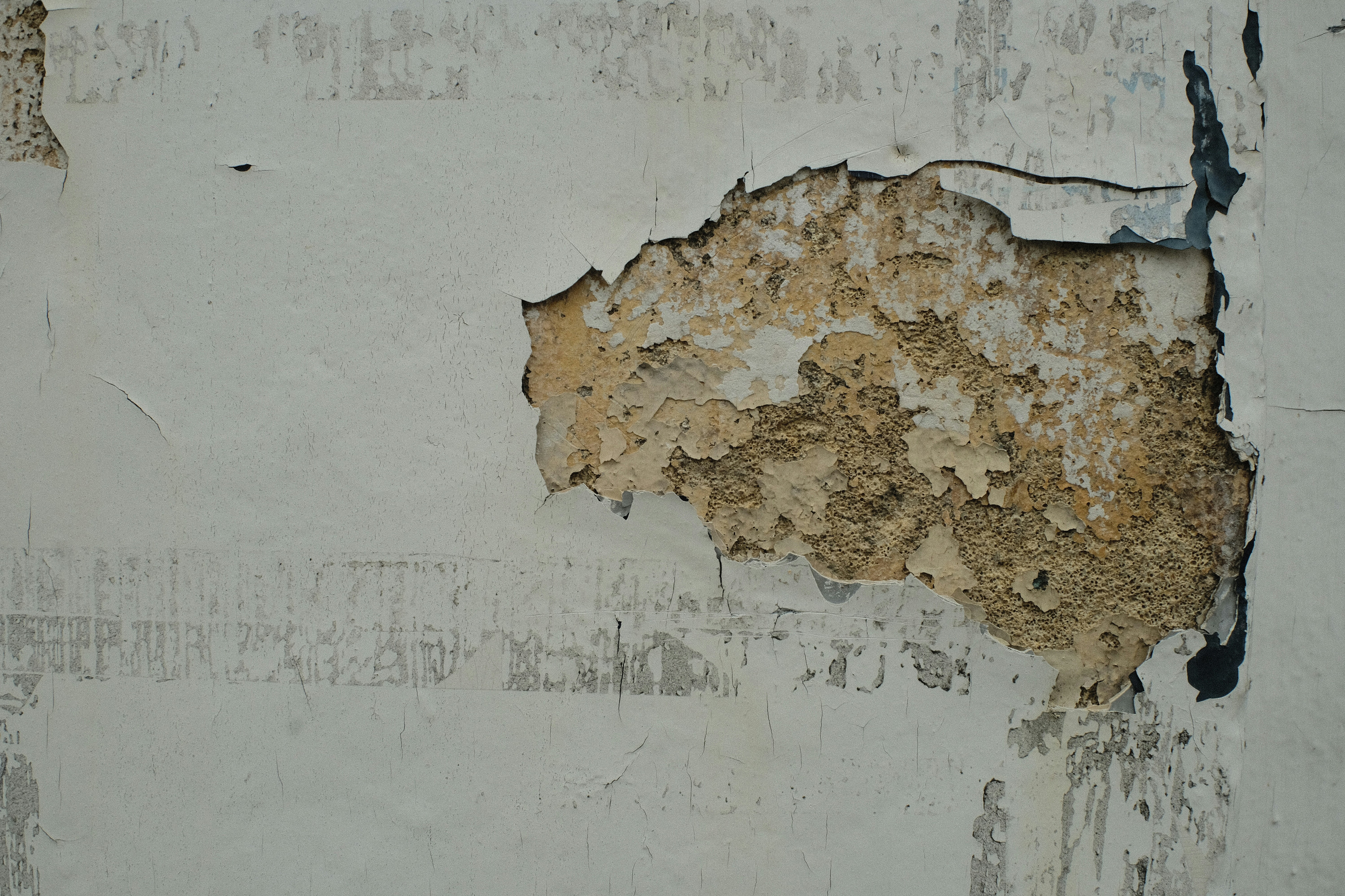 Dusty walls covered in construction residue